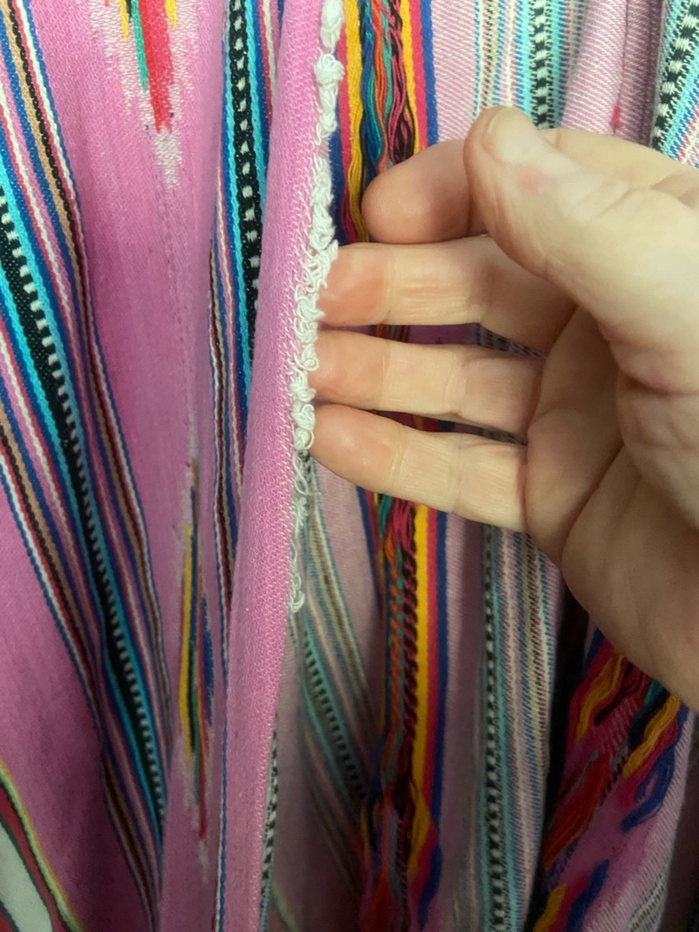 Duuuuude! Free People One-Size Pink Hooded Serape-Style Poncho - Picture 5 of 8